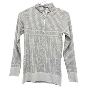 Athleta‎ Women's Half Zip Long Sleeved Sweatshirt Gray Fair Isle Size Small